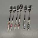 6 Pcs Stainless Steel Forks Silverware Set - Reusable Silverware Dinner Forks for Restaurant Ceramic Long Handle Fork Cutlery Set - Dessert Forks and Spoons for Home Kitchen Silverware Forks Set