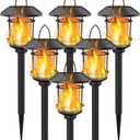 Dynaming 6 Pack Solar Flame Torch Lights Outdoor, Halloween Dual Use Flickering Flame Garden Light, Christmas Hanging Lanterns, Auto On/Off & Waterproof Lighting for Lawn Patio Yard Walkway Driveway