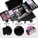 TOPACK Rolling Makeup Train Case,Professional Cosmetology Case on Wheels,Large Cosmetic Organizer Trolley Case,Makeup Travel Case with Draws,Nail Artist Hairstylist Storage Traveling Cart Trunk,Pink, Medium
