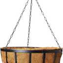 Arcadia Garden Products Coconut 1593 Solstice Round Hanging Basket Planter, 20-Inch, Black