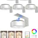 EZVALO Picture Lights for Wall, 2000mAh Rechargeable Battery Magnetic Poster Lights with 3 Color Temps & 12 RGB, Remote Dimmable Timer Painting Light, Wall Decor Light for Art Display, Frame (6 Pack) (White)