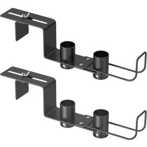 Pool Fence Hooks Adjustable, Heavy Duty Metal Hanger for Pool Equipment, Skimmers, Poles, Brushes, Vacuum Hose, Rust-resistant, no Drill, 2 Pack, Fits 0-10 cm Fences - Pool Accessories Storage