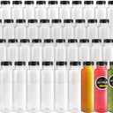 Kaderron 40pcs 12oz Plastic Juice Bottles with Caps, Empty PET Disposable Plastic Bottles, Clear Bulk Drink Containers with Black Tamper Evident Lids for Juicing, Drinking and Other Beverages