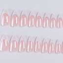 Press On Nails - Almond Fake Nails - French Tip False Nails Press ons - Medium Glue on Nails with Chrome Design - for Women Stick on Nail 24Pcs