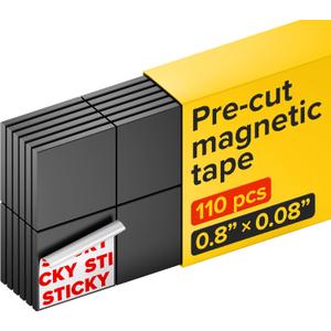 Hyper-Sticky Magnets with Adhesive Backing - 110pcs 0.8x0.08 Strong Magnetic Squares for Whiteboard Fridge - Science Education Magnets - Easy-to-Cut Stickers - Teacher Must Have - Teacher Supplies