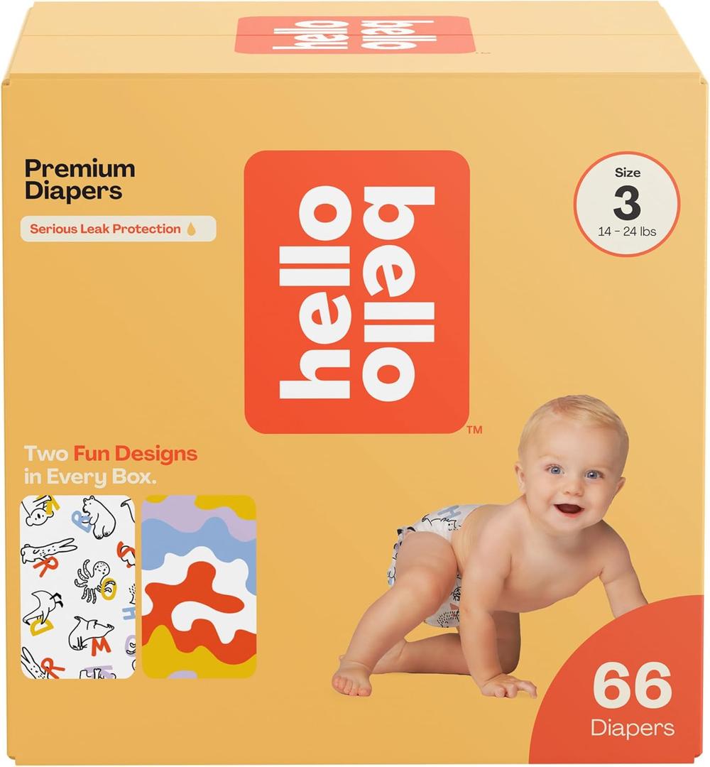 Hello Bello Premium Diapers Size 3, Capital Critters & Get in The Groove Designs, 66ct Club Box
