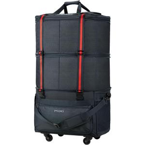 mixi Travel Bag with Wheels Expandable Foldable Luggage Bag Collapsible Rolling Travel Bag Duffel Bag Large Capacity Suitcase for Men Women, Dark Gray