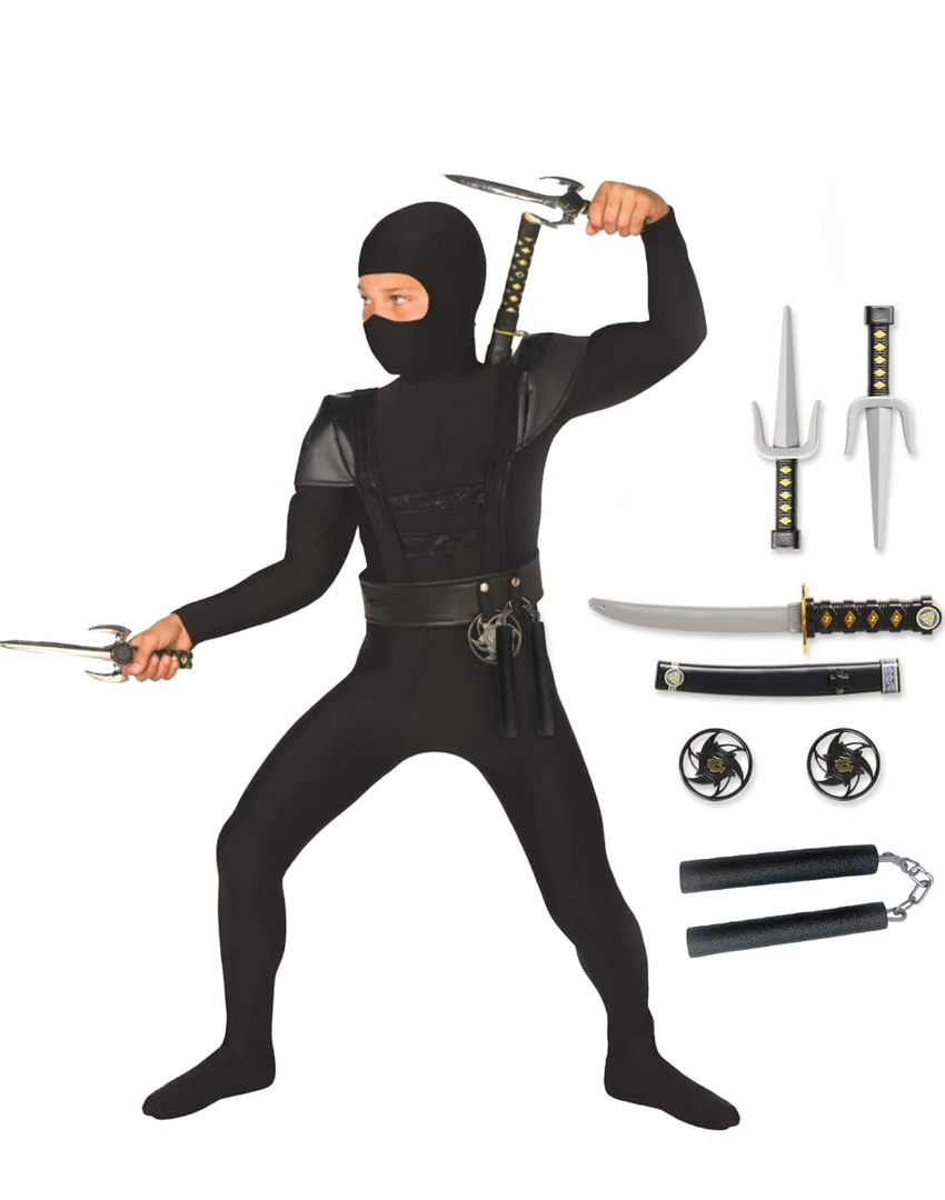 Morph Kids Ninja Costume, Ninja Costume for Boys, Halloween Costume for Boys,M