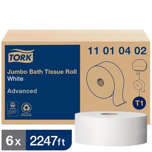 Tork Jumbo Toilet Paper Roll White T1, Advanced, 1-ply, 6 x 3,424 sheets, 11010402