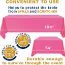 Sonluma 12 Pack 108" X 54" Pink Premium Disposable Plastic Tablecloth for 8ft Long Rectangle Tables, Waterproof Covers for Indoor or Outdoor Events & Parties