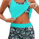 Daci Tankini Swimsuits for Women-2025 Bathing Suits 2 Piece Swimwear with Shorts for Tummy Control (Blue, L)