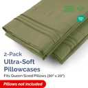 Queen Pillow Cases Set of 2 - Ultra Soft Hotel Quality Pillowcase Covers - Comfy, Cozy & Wrinkle Free - Shrink, Stain & Fade Resistant - Machine Washable Pillow Protectors - 2 Piece Set - Sage Green