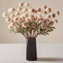 InnoGear Silk Flowers Pompon Mums Artificial Flowers, 10pcs 50 Heads Fake Mini Chrysanthemums with Long Stems Bulk Faux Kiku Flower for Decoration Memorial DIY Wedding Bouquets Centerpieces, Beige