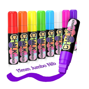 8 Pack 15mm Jumbo Liquid Chalk Marker,Window Paint Markers,Neon Glass Markers Pen, Wet Erase for Cars, Auto, White Board, Chalkboard, Black board, Tire, Mirrors, Bistro