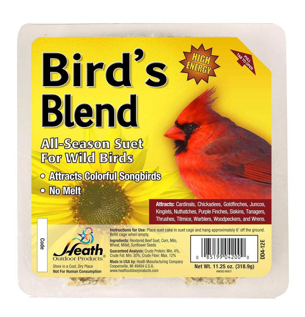 Heath Outdoor Products DD4-12 Birdie's Blend Suet Cake, 11.25 oz., Case Of 12
