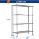 REGILLER 4-Wire Shelving Metal Storage Rack Adjustable Shelves,Standing Storage Shelf Units for Laundry Bathroom Kitchen Pantry Closet(Black,14.1" D x 30" W x 54" H), 4tier 14.1"D x 30"W x 54"H