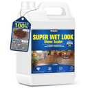 Super Wet Look Stone Sealer-1 Gallon, Durable & Long-Lasting Protection with High Gloss Finsh, Stain Proof, Against Water Damage & Dissolved Salts Natural Stone Sealer for Slate, Sandstone, Driveways