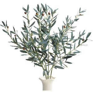 35inch Artificial Olive Branches for Vases,4pcs Faux Olive Branches with Fruits,Greenery Stems for Living Room Home Decor,Coffee Table Decor(Vase Not Included) (4pack)