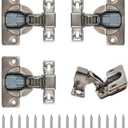 4 Pack Soft Closing Cabinet Hinges  HhdvdyWgd Concealed Hidden Hinges for Kitchen Cabinets, Self-Closing Adjustable Overlay, Durable Carbon Steel, Face Frame (Titanium Gold)