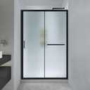 FELYL Frosted Sliding Shower Door 43-48" W x 72" H, Matte Black, Single Sliding Door, Framed, 1/4" (6mm) SGCC Tempered Glass, Reversible Installation