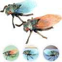 ibasenice 2pcs Realistic Cicada Insect Model Toys for Kids, Lifelike Simulation Cicadas Figures for Insect Theme Party, Home Decoration, Educational Play, 3.34 * 2.75 * 1.18inch