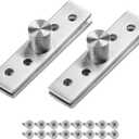 360 Degree Rotation Hidden Door Pivot Hinge, 2.9-Inch Stainless Steel for Cabinet and Cupboard  2 Pcs
