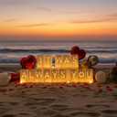 It was Always You Light Up Letters Signs, Romantic Proposal Anniversary Valentines' Day Decorations with Luminary Paper Bags, LED Tea Light Candles, Red Heart Balloons, Artificial Rose Petals