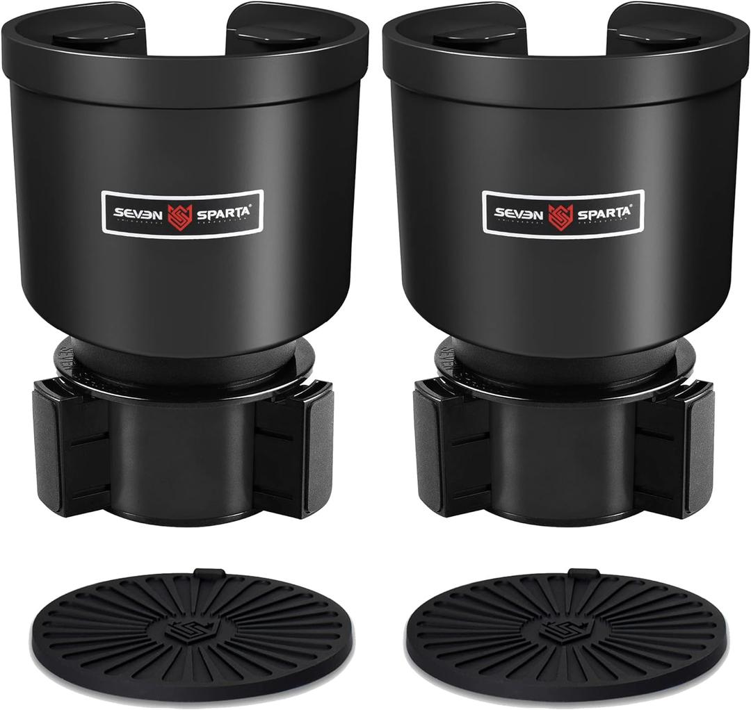 Upgraded Car Cup Holder Expander Adapter with Offset Adjustable Base, Compatible with Yeti 14/24/36/46oz Ramblers, Hydro Flasks 32/40oz, Other Large Bottles Mugs in 3.5"-4.0", 2 Pack (Black)