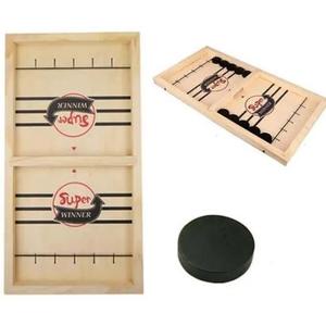 Super Winner Sling Puck Game - Fast Action Super Foosball Table Desktop Battle Slingshot Wooden Air Hockey Board Game, Fun for Family Game Night or Friends Party (Large)