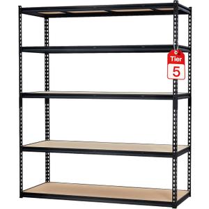 Garage Storage Shelves 5 Tiers, Heavy Duty Storage Shelving Racks with 3000 LBS Capacity, 60 " L x 24 in W x 72 in H Metal Adjustable Shelving Unit for Kitchen Pantry Basement Bathroom Laundry