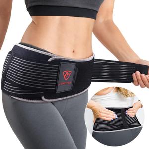 Sacroiliac Hip Belt, Dual Adjustable Compression with Ice Pack, Relief for Lower Back, Sciatica, Pelvis Stabilization, Postpartum Recovery & Lumbar Support - XL (Black)