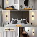 Battery Operated Wall Sconces Set of 2, Modern Wireless Wall Lights with Remote & Touch Control, 24 Inch Black Dimmable Rechargeable LED Sconce with 3 Colors & Timer for Bedroom, Living Room, Hallway