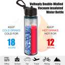 Volhoply 24oz Insulated Water Bottle With Straw Bulk 3 Pack,Metal Wide Mouth Water Bottles With Handle Keep Cold,Reusable Double Wall Cups,Powder Coated Sport Bottle For Holder(Assorted,3 Count)