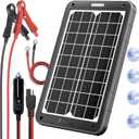 POWOXI 12V Solar Car Battery Charger: 15W Solar Panel Kit Battery Trickle Charger Maintainer with Smart PWM Controller for Car - RV Boat Marine Motorcycle - for Trailer Truck Snowmobile Tractor