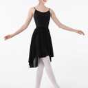 Ballet Wrap Skirt Chiffon Pull-on Elastic Waist Dance Skirt for Women Girls Ballet Dancewear (Black, S)
