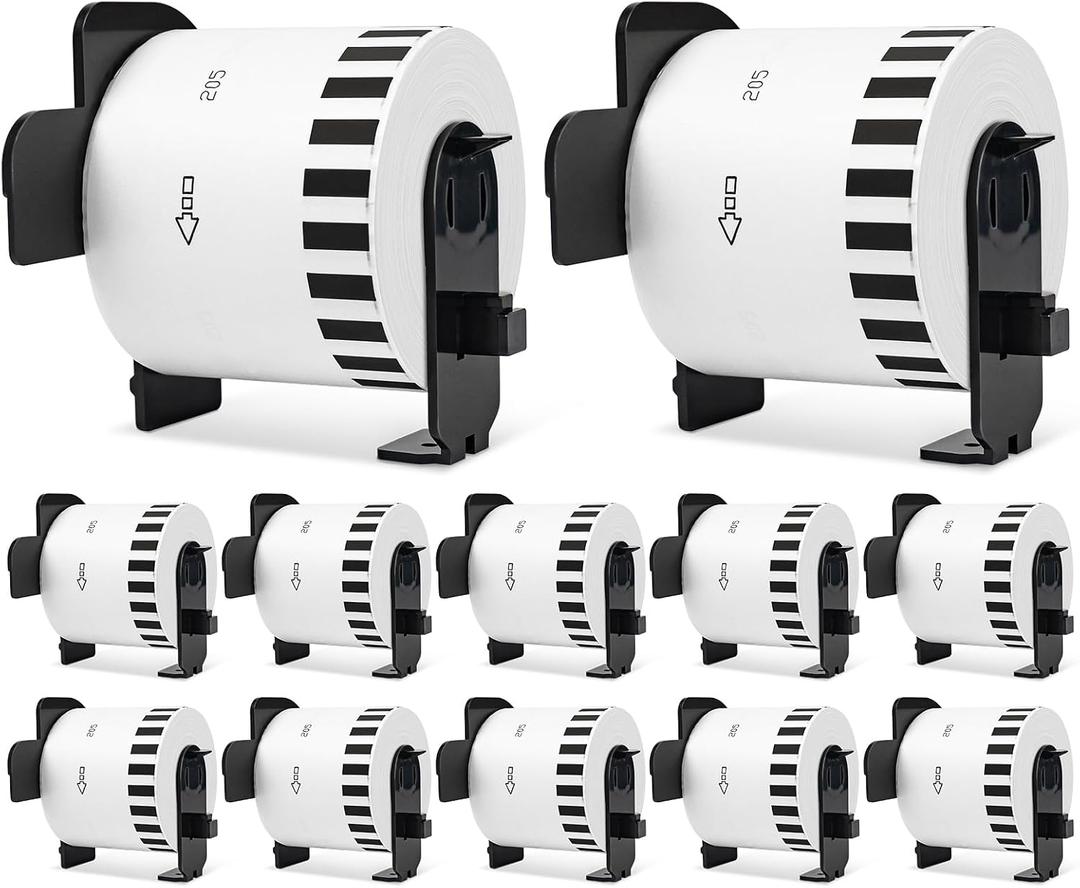 12 Rolls Compatible with Brother DK-22205/DK-2205 (2.4 in x 100 ft) Continuous Shipping Address Labels Replacement Refills QL-800 QL-820 QL-810 QL-1110 QL Label Printer