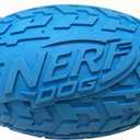 Nerf Dog Tire Squeak Football Outdoor Dog Toy, 6 Inch Dog Football Squeaking Toy for Medium and Large Breeds, Blue