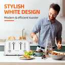 RAMJOY White Toaster 4 Slice, Dual Independent Controls, Extra Wide Slot Toasters for Bagel, Bread, Waffles, 7 Shade Settings, 4 Main Functions, Removable Crumb Tray, 1500 Watts, White Stainless Steel