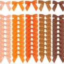 AIMUDI 5 Colors Orange Fall Bows 3.5" Premade Burnt Orange Satin Ribbon Bows for Thanksgiving Decor Pre-Tied Terracotta Treat Bows for Halloween, Wedding, Bridal Shower, Autumn Decor - 50 Counts