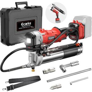 Ecarke Cordless Grease Gun Compatible with Milwaukee 18V Battery, 12000PSI Max Electric Grease Gun, Dual Pistol & in-Line Grip, Works with Bulk & Cartridge Grease, 39" Hose & 4 Couplers (Tool Only)