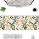 Floral Mouse Pad Stitched Edge Xl Large Mousepad 31.5" X 12" Rubber Base Non Slip Desk Mat For Laptop Pc Computer Gaming