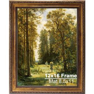 12x16 Vintage Gold Picture Frame, Ornate Victorian Frames for Gallery Wall or Tabletop with Real Glass, Display Art 8.5x11 with Mat or 12x16 without Mat for Antique Dco