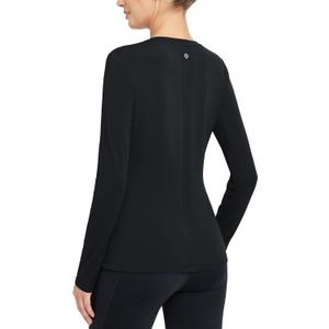 baleaf Women's Thermal Shirts Crewneck Fleece Lined Long Sleeve Tops Running Workout Ski Base Layer Winter Cold Weather, XS
