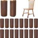 16 PCS Brown Furniture Leg Socks - Knitted Chair Leg Floor Protectors for Hardwood Floors - Fits Round and Square Legs - High Elastic Bar Stool Chair Leg Covers Furniture Caps Set for All Shapes