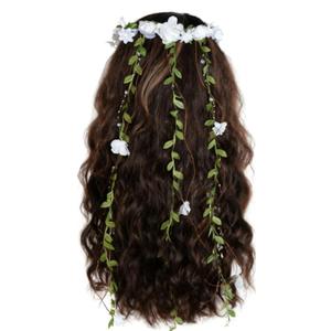 Sucrain Flower Headpiece for Women, Fairy Floral Headband Flower Crown Hair Accessories for Wedding Princess Renaissance Cosplay (1 Count (Pack of 1), White)