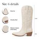 Erocalli Cowboy Boots for Women Faux Leather Cowgirl Boot Snip Toe Chunky Heel Comfortable Mid Calf Fashion Trendy 2026