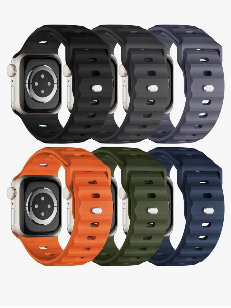 TiMOVO 6 Pack Sport Strap Compatible with Apple Watch Ultra 3/2/1 49mm 46mm 45mm 44mm 42mm for Men, Soft Silicone Replacement Strap for iWatch SE 3/2/1, Series 11 10 9 8 7 6 5 4 3 2 1