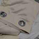 INLINAS Beige Blackout Curtains with Sheer Overlay - Grommet Top Thermal and Noise Reduction Panels for Bedroom and Living Room Light Blocking and Energy Saving, 52 x 96 Inches, Set of 2