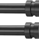 2 Pack Single Curtain Rods, 1Inch Diameter Telescoping Drapery Window Curtain Rod 16-28Inch(1.3-2.3ft) Rod Length, Matte Black