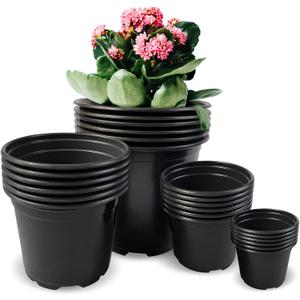 RAOOKIF 24pcs 3 4 5 6 Inch Nursery Pots Variety Pack, Flexible Plastic Plant Pots with Drainage Holes, Round Nursery Pot for Plastic Plants, Black Flower Pots (3+4+5+6 inch)